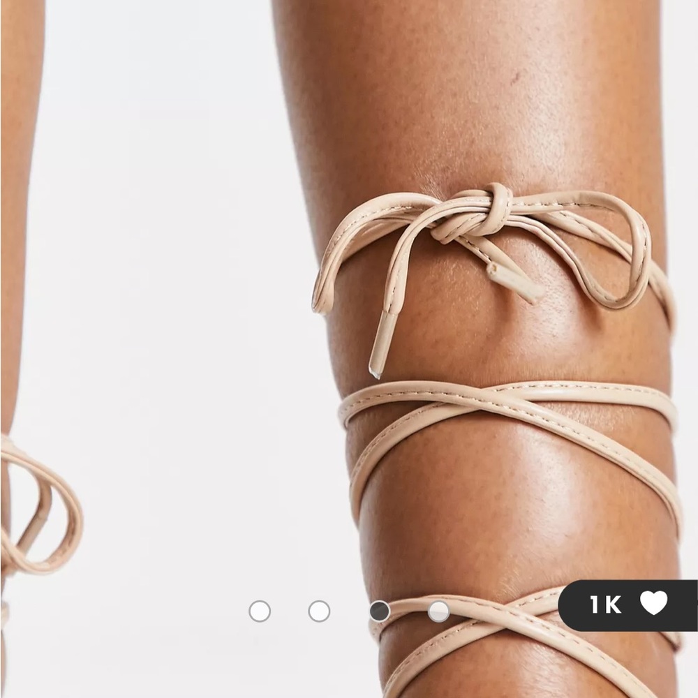 Tie leg stilletto heeled sandals with square toe - Picture 3 of 4